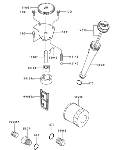 Kawasaki Fh680v-Ds29 Lubrication Equipment Diagram and Parts List for M48-KW (53AI8CT2050-23HP)(2010) Cub Cadet Lawn Tractor
